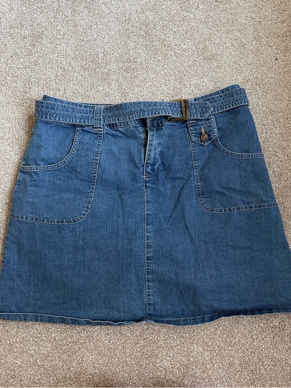 White Stag- Denim skirt with belt and built in shorts